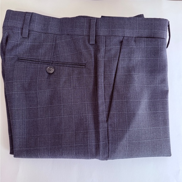 NWOT BANANA REPUBLIC MARZOTTO MENS NAVY BLUE PLAID SLIM FIT DRESS PANTS 💯 WOOL - Picture 10 of 11